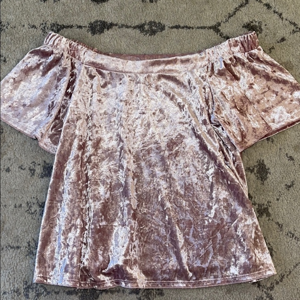 Pink velvet off the shoulder top